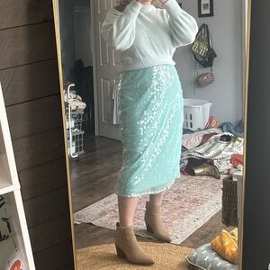 Teal Sequin Skirt